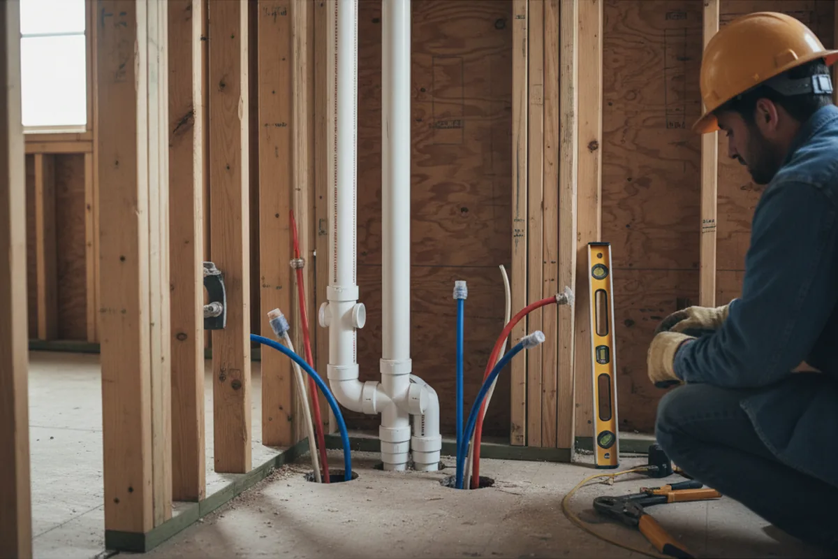 Drain and supply rough-in during Sump Pump Repair in Willis