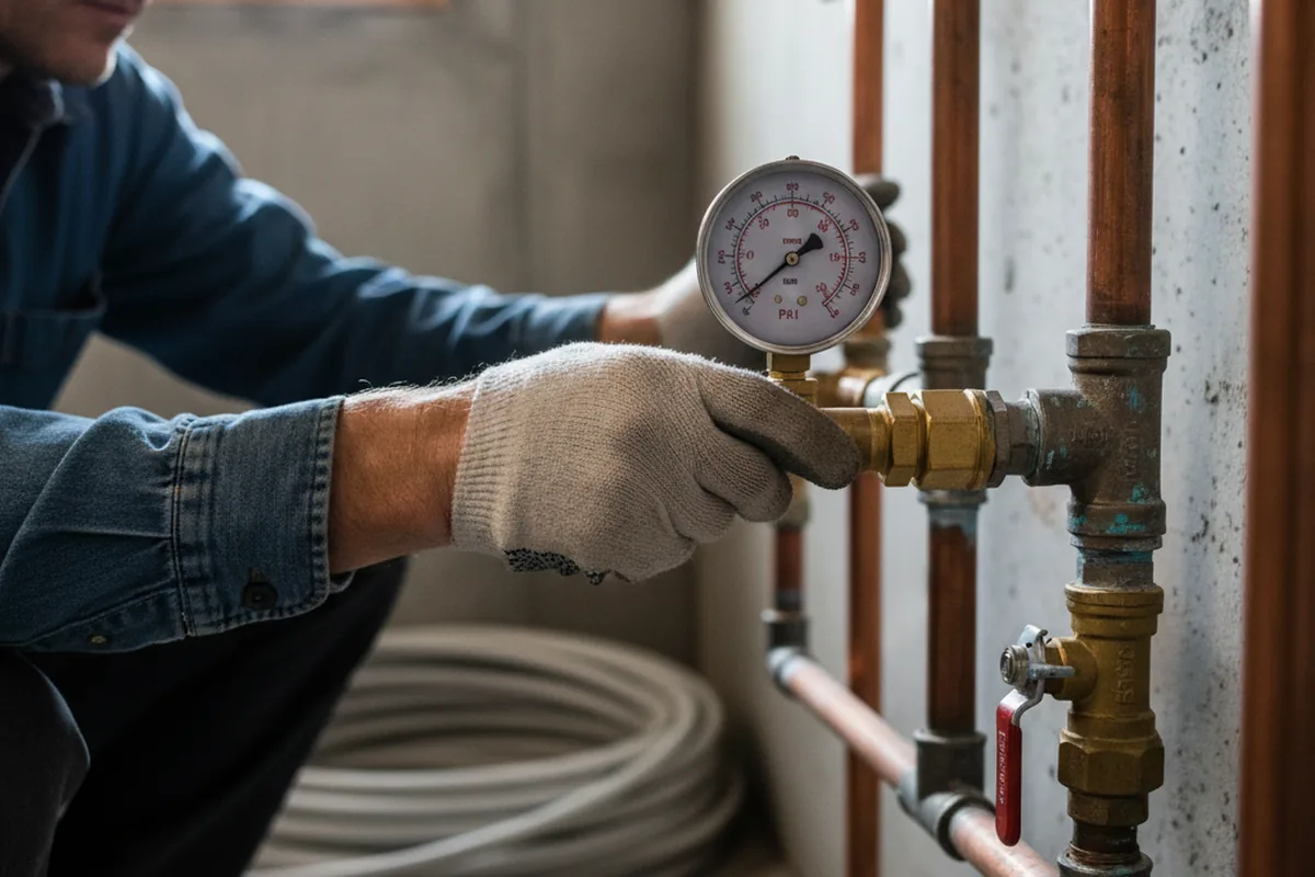 Pressure testing a repaired line during Water Line Repair in Willis